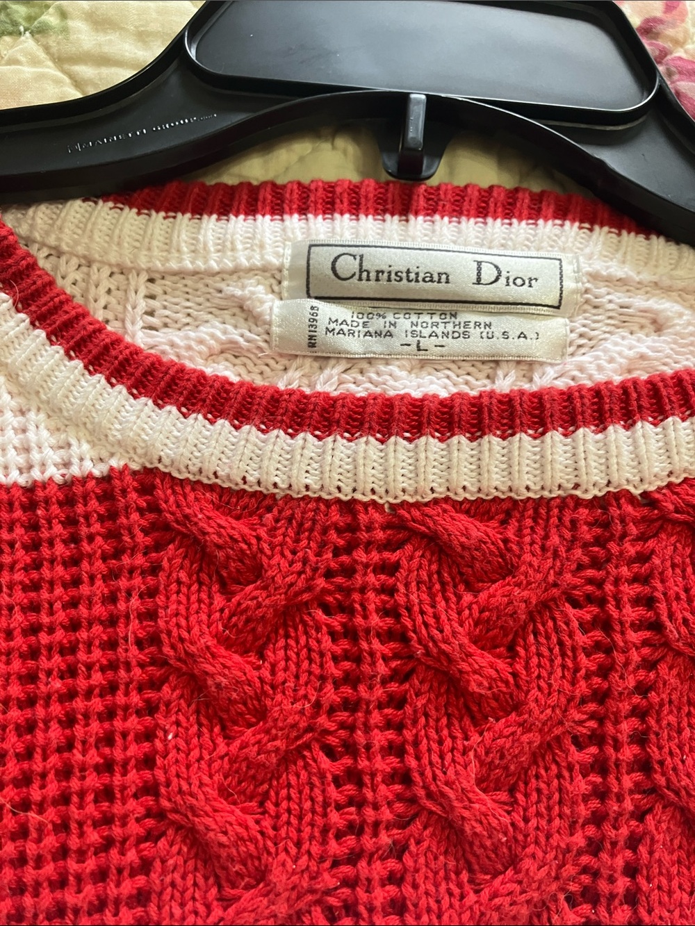 Dior Red and White Striped Cable Knit Sweater - Picture 5 of 10